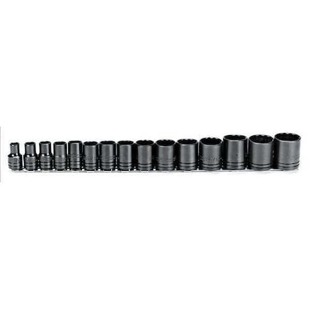Socket Set SAE 1/2 in. Dr 15 pc Type J54302 by USA Proto Socket Sets