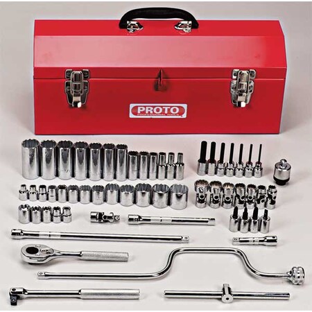 Socket Wrench Set SAE 3/8 in. Dr 58 pc Type J52140 by USA Proto Socket Sets