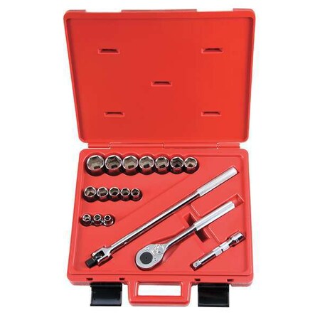 Socket Wrench Set SAE 1/2 in. Dr 18 pc Type J54122 by USA Proto Socket Sets