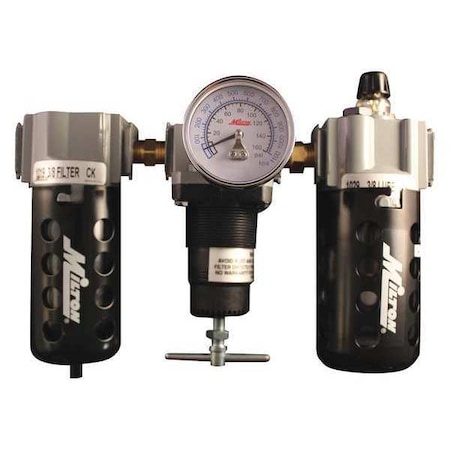 Deluxe Polycarbonate FRL Trio 3/8" NPT by USA Milton Pneumatic Modular FRL Accessories