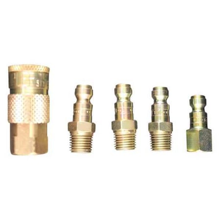 T Style Coupler and Plug Kit 5 Pcs by USA Milton Pneumatic Hose Quick Connect Fittings