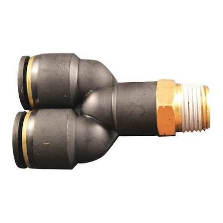PTC Swivel Y Connect 1/2" MNPT 3/8" PK5 by USA Milton Pneumatic Push On Hose Fittings