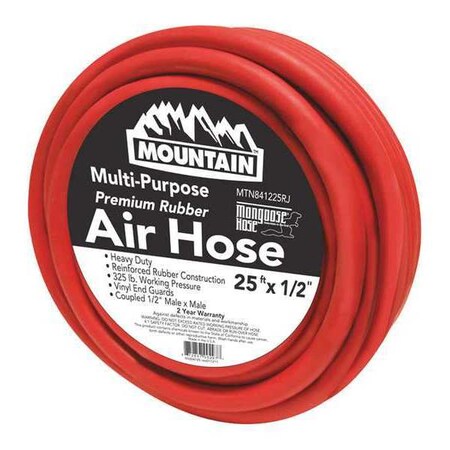 1/2" ID x 25 ft. Rubber Hose by USA Mountain Air Compressor Multipurpose Air Hoses