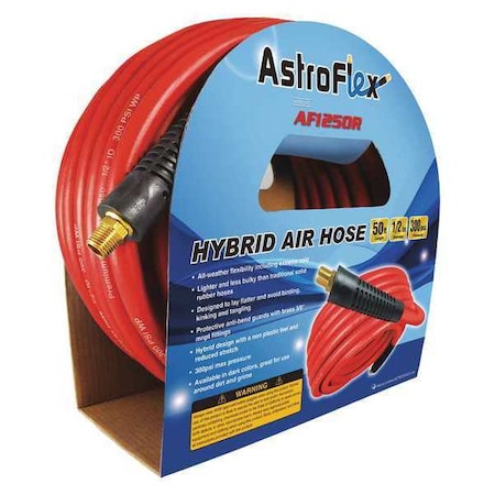 1/2" x 50 ft. Hybrid Air Hose RD by USA Astro Pneumatic Air Compressor Multipurpose Air Hoses