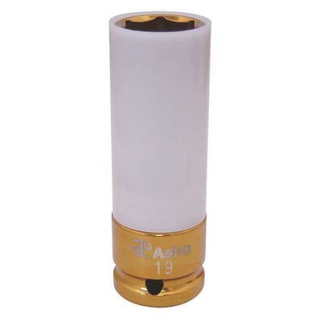 Socket 19mm 1/2" D 12Pt Deep Gold by USA Astro Pneumatic Sockets