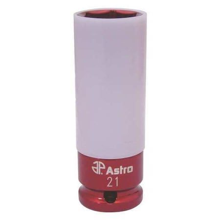 Socket 21mm 3/8" D 12Pt Deep Red by USA Astro Pneumatic Sockets