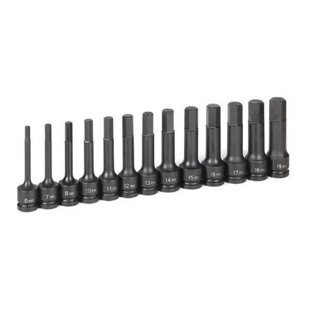 Hex Bit Black Socket 6mmx19mm 1/2"D by USA Grey Pneumatic Sockets