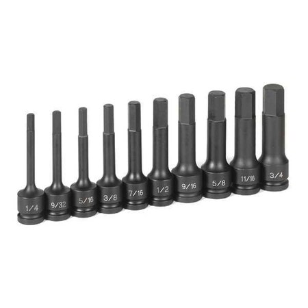 Frac Hex Driver Set 1/2"D 10pcs. by USA Grey Pneumatic Nut Driver Sets