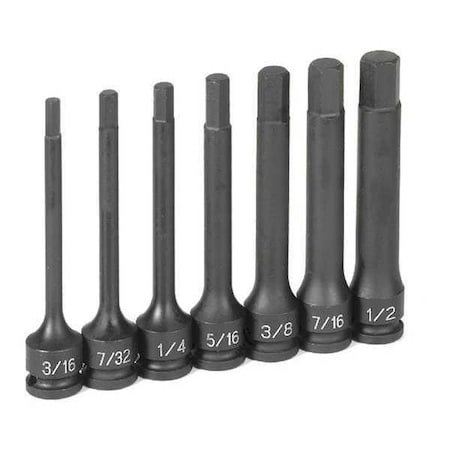Fractional Hex Driver Set 3/8"D 7pcs. by USA Grey Pneumatic Nut Driver Sets