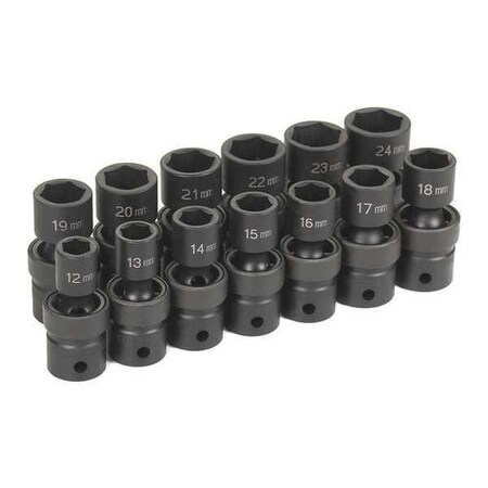 Metric Universal Set 1/2"D 13 pcs. by USA Grey Pneumatic Socket Sets