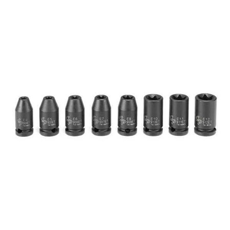 Impact Socket 1/4"D External Torx 8pcs. by USA Grey Pneumatic Sockets