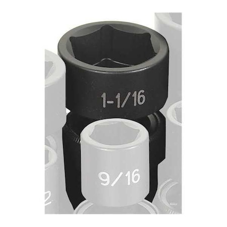 Impact Socket 1 1/16" 1/2"D Univ 6pt. by USA Grey Pneumatic Sockets