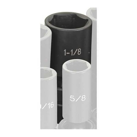 Impact Socket 1 1/8" 1/2"D 6pt. D by USA Grey Pneumatic Sockets