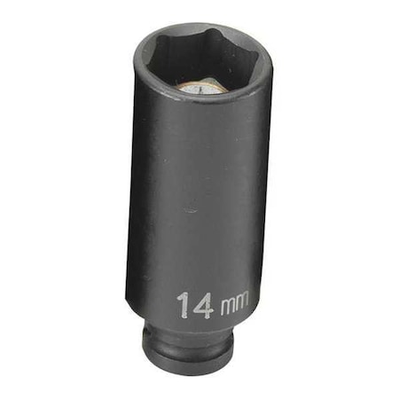 Socket 14mm 1/4"D Impact 6pt. D Blk by USA Grey Pneumatic Sockets