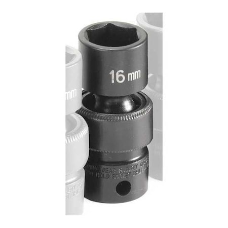 Socket 16mm 3/8"D Impact Univ 6pt. by USA Grey Pneumatic Sockets