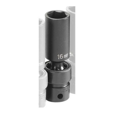 Socket 16mm 3/8"D Impact 6pt. D by USA Grey Pneumatic Sockets