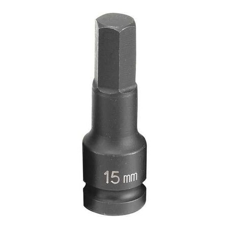 Socket 15mm 1/2"D Impact Hex by USA Grey Pneumatic Sockets