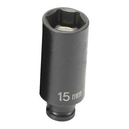 Socket 15mm 1/4"D Impact 6pt. D Blk by USA Grey Pneumatic Sockets
