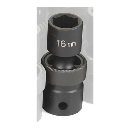 Socket 16mm 1/2"D Impact Univ 6pt. by USA Grey Pneumatic Sockets