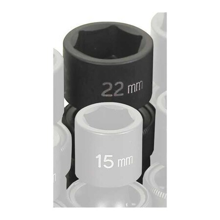 Socket 22mm 1/2"D Impact Univ 6pt. by USA Grey Pneumatic Sockets
