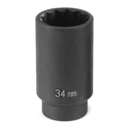 Socket 34mm 1/2"D Impact 12pt. D by USA Grey Pneumatic Sockets