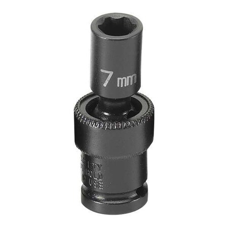 Socket 7mm 1/4"D Impact Univ 6pt. by USA Grey Pneumatic Sockets