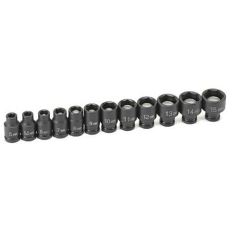 Socket Set 1/4"D Metric Mag 12pcs. by USA Grey Pneumatic Socket Sets