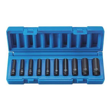 Socket Set 1/4"SurfaceD D 10pcs. by USA Grey Pneumatic Socket Sets