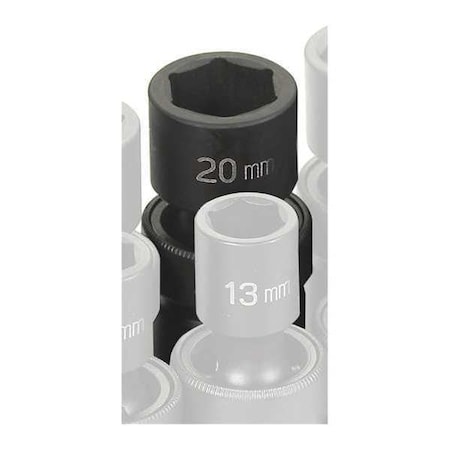 Socket 20mm 1/2"D Impact Univ 6pt. by USA Grey Pneumatic Sockets