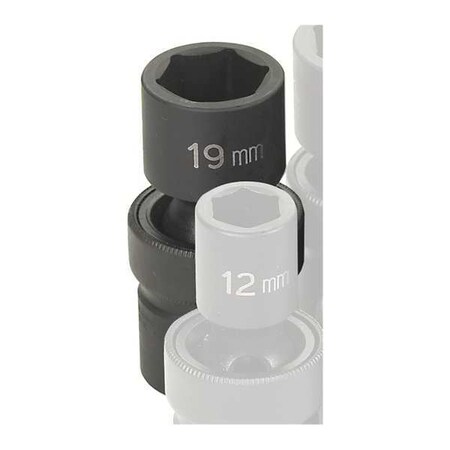Socket 19mm 1/2"D Impact Univ 6pt. by USA Grey Pneumatic Sockets