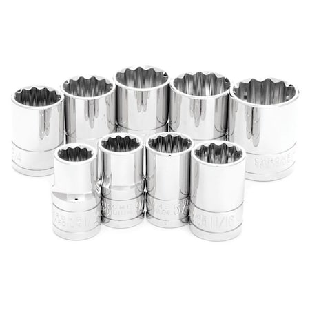 SAE Socket Set 9 Pc 1/2" D 12pt. by USA Performance Tool Socket Sets