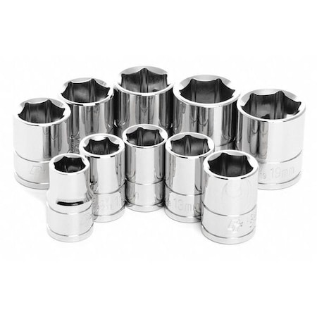 Metric Set 10 Pc 3/8" D by USA Wilmar Socket Sets