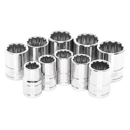 Metric Socket 10Pc Set 3/8" D 12pt. by USA Wilmar Socket Sets