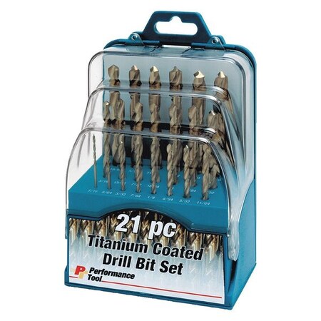 Titanium Coated Drill Bit 21Pc by USA Performance Tool Pilot Point Drill Bits