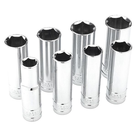 SAE Deep Socket Set 8 Pc 1/2" D by USA Wilmar Socket Sets