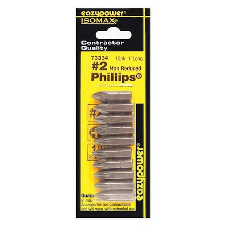 Insert Bit 1/4" Phillips #2 2 3/8" PK10 by USA Eazypower Screwdriver Bits