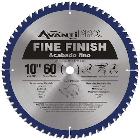 Circ. Saw Blade 10" Blade Dia. 60 Teeth Type P1060X by USA Diablo Circular Power Saw Blades