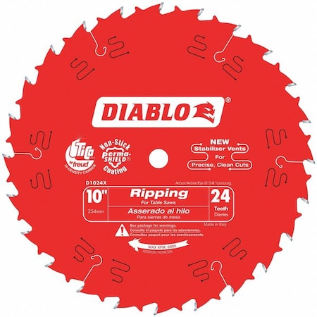 Circ. Saw Blade 10" Blade Dia. 24 Teeth by USA Diablo Circular Power Saw Blades
