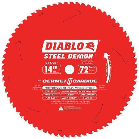 Circ. Saw Blade 14" Blade Dia. 72 Teeth by USA Diablo Circular Power Saw Blades