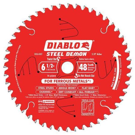Circ. Saw Blade 6 1/2"Blade Dia 48 Teeth by USA Diablo Circular Power Saw Blades