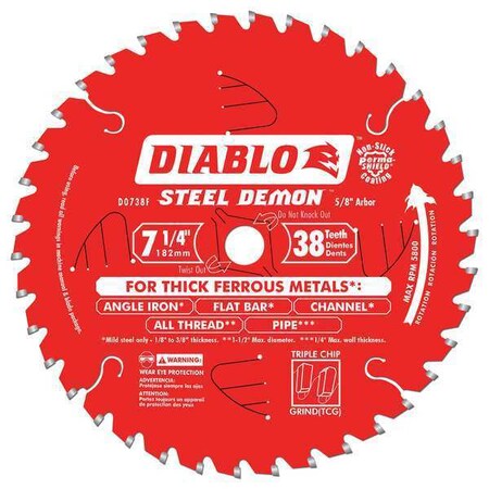 Circ. Saw Blade 7 1/4"Blade Dia 38 Teeth by USA Diablo Circular Power Saw Blades