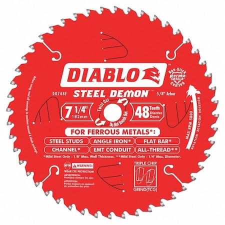 Circ. Saw Blade 7 1/4"Blade Dia 48 Teeth by USA Diablo Circular Power Saw Blades
