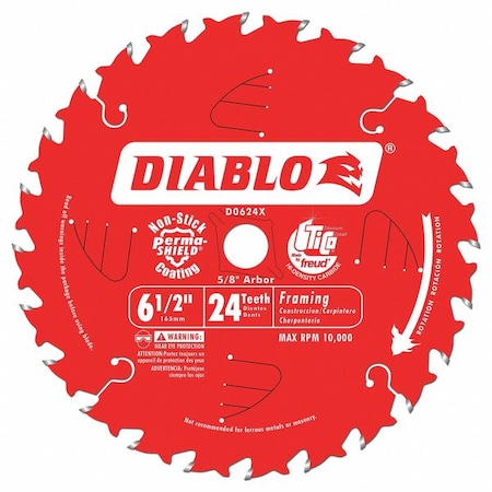 Circ. Saw Blade 6 1/2"Blade Dia 24 Teeth by USA Diablo Circular Power Saw Blades