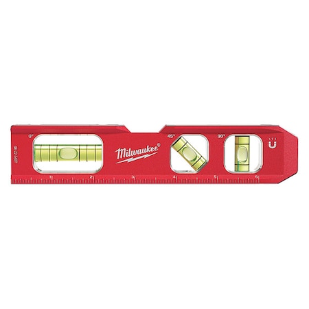 Torpedo Level 7"L 3 Total Vials Magnetic by USA Milwaukee Box I Beam & Torpedo Levels