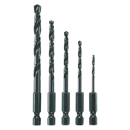 Drill Bit Set 5 pcs. Black Oxide Finish by USA Bosch Hex Shank Drill Bits