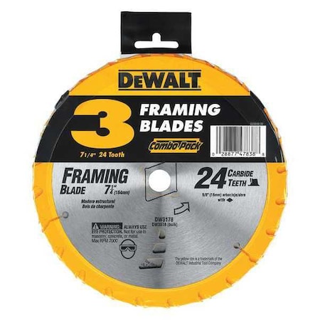 Circular Blade Combination Blade 24T PK3 by USA Dewalt Circular Power Saw Blades