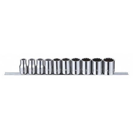 Socket Set 1/2" SAE Chrome 10pcs Type 53PN61 by USA Westward Socket Sets