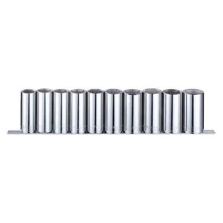 Socket Set 1/2" Metric Chrome 10pcs Type 53PN68 by USA Westward Socket Sets