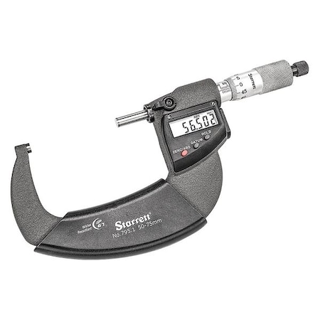 Outside Micrometer 50 to 75mm Range Type 795.1MXRL 75 by USA Starrett Micrometers