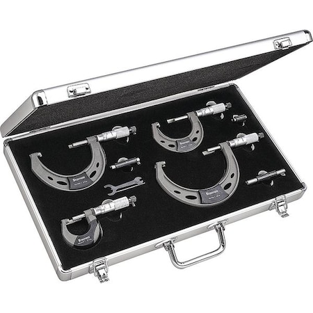Outside Micrometer Set 0 to 4" Range Type ST444.1BXRLZ by USA Starrett Micrometers